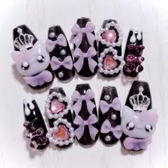 No.622　ネイルチップ 現品 量産型 地雷系 サブカル 平成女児 猫 ピンク