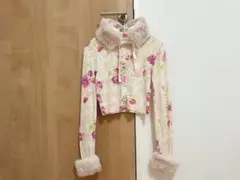 ジーザスディアマンテ♡取り外し可能なファー付き♡ぼかし薔薇柄♡ニットカーディガンのサムネイル