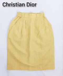 Christian Dior イエロー チェック スカート