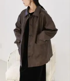 select MOCA by son ステンカラーフェイクレザージャケット