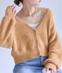 【新品タグ付き】チャオパニック　ラメシャギー2WAYニットカーディガン