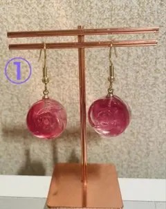 《セット》ピアス ハンドメイド レジン ドロップ型 球型 ピンク 紫