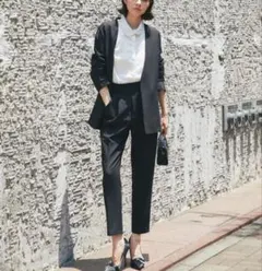 アナザーS　セットアップ　黒　スーツ　パンツ　S 美品 ノーカラー　フォーマル