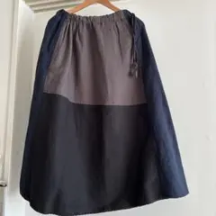 nop de nod フレア-ロングスカート (グレー .ネイビー .ブラック)