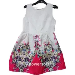 フラワープリントノースリーブミニワンピース　ピンク