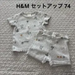 H&M 74 セットアップ　グレー　ボタニカル柄