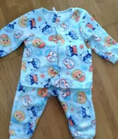 ベビーパジャマ 水色 フリース キャラクター柄