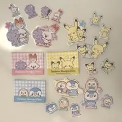 ポケモン ぷっくりフレークシール　ポケピース　ステッカー　3種　おすそわけ