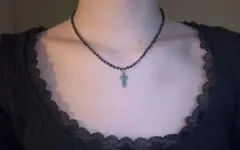 black y2k fairy grunge cross necklace❤︎