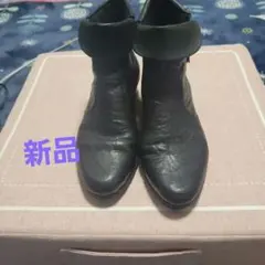 ブラック レザー サイドゴアブーツ