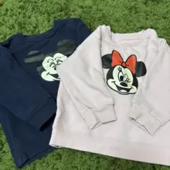 ミッキー・ミニー トレーナー 2点セット　90センチ　双子　ネイビー　ピンク