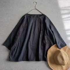 みみさま【美品】ビアズリー　パッチワークドルマンブラウス　リネン　レース