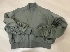 【美品】ライトブルゾンオリーブ MA-1 ジャケット ギャザー袖