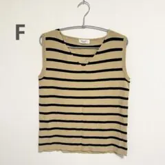 Te chichi テチチ 総針ノースリＶプルオーバー F ベージュ 黒 春夏