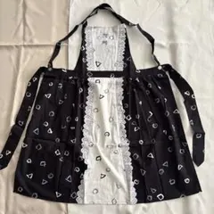 幾何学模様のレース付きエプロン　日本製