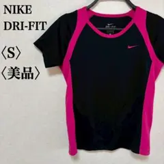 ナイキ NIKE ドライフィット 半袖Tシャツ S ブラック×ピンク スポーツ