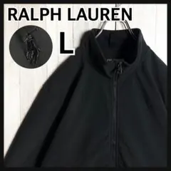 3428【希少・美品】ラルフローレン オールブラック刺繍ロゴ ボンバージャケット