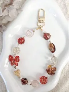 【ハンドメイド】ビーズストラップ/ スマホストラップ