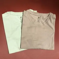 【新品未使用2枚】H&M XS メンズ　スリムフィットTシャツ　ベージュ　緑