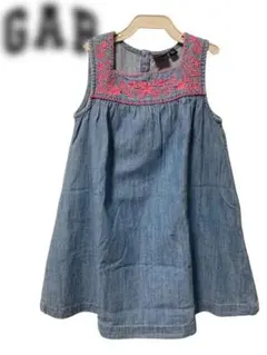 【GAP】花柄刺繍ワンピース ブルー 110 女の子のサムネイル