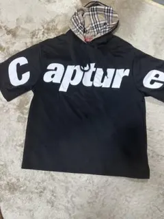 CAPTURE 半袖 パーカー ブラック チェック柄のサムネイル