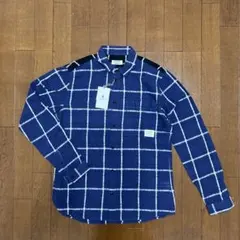 未使用/R.NEWBOLD/コットン/リネン/チェック/シャツ/ネイビー/長袖のサムネイル