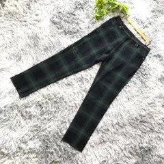 as Know asde base【M】緑系 チェック柄 スラックス ゴム入り