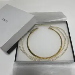 【RLIGHTs】2連パールネックレス付きゴールドチョーカー