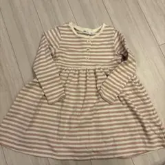 BeBeストライプ長袖ワンピース 110cm