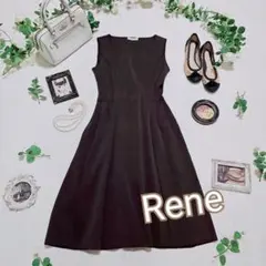 美品✨Rene ルネ　ストレッチニットワンピース　ブラウン　38のサムネイル