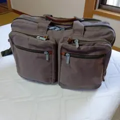 SAZABY 2WAY ビジネスバッグ ブラウン キャンバス レザー