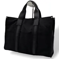 アニエベー ボヤージュ ナイロン × レザー トートバッグ ブラック