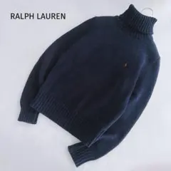 ラルフローレン タートルネック ニット ネイビー ポニー刺繍 ヴィンテージ