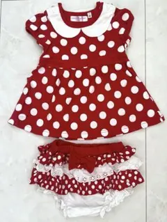 ディズニー　ミニーちゃん　セット 90サイズ　ドット　赤　白　衣装　コスプレ