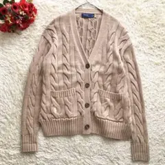 ポロラルフローレン♪ケーブルニットカーディガン　ポニー刺繍　ベージュ　S