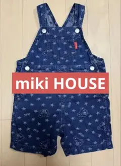 ミキハウス　サロペット　オーバーオール　デニム　総柄　くま　プッチー　ベア