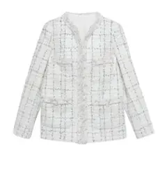 ANAYI ミックスツイードロング ノーカラージャケット