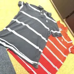 アバクロポロシャツ 2枚セット 赤 ネイビー ストライプ