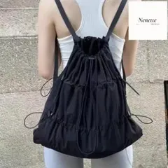 ブラックドローストリングバッグ