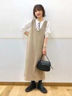 新品✨】UNIQLO ブラッシュドジャージージャンパースカート 3XL ベージュ
