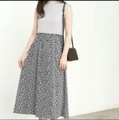 ROPE ノースリーブ花柄ロングワンピース