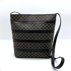 【CELINE】ショルダーバッグ　マカダム柄　ゴールド金具　PVC ブラック