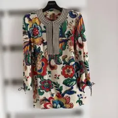 トリーバーチ　TORY BURCH 花柄 チュニック XS 七分袖のサムネイル