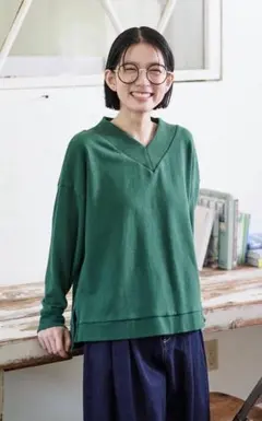 SUNNY CLOUDS Vネック トレーナー グリーンのサムネイル
