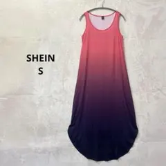 シーイン ロングワンピース S ノースリーブ マキシ丈 グラデーション J341