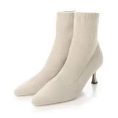 【EVOL イーボル 】ニットポインテッドブーツ アイボリー　LLサイズ