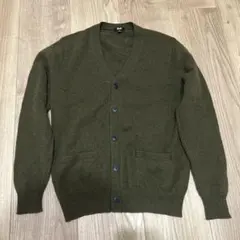 【美品】UNIQLO カーキラム Vネック カーディガン S