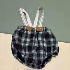 チェック柄　肩ひも付き　パンツ 70-80cm 幼稚園