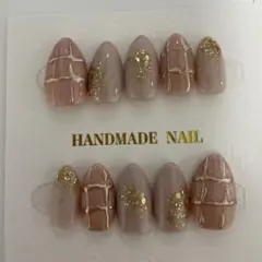 ♡原品限り♡Mサイズ ハンドメイド アートネイル ピンクベージュショートポイント
