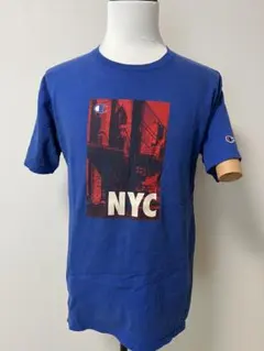 【Champion】チャンピオン NYCプリント Tシャツ ブルー Lサイズ